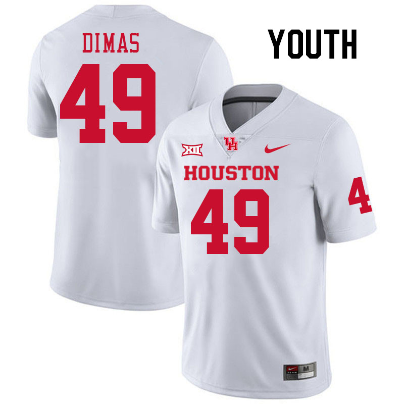 Youth #49 Jonathan Dimas Houston Cougars College Football Jerseys Stitched-White